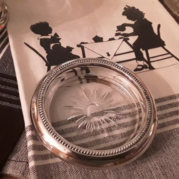 VTG. LEONARD, ITALY SILVERPLATED CRYSTAL COASTERS - Picture 4 of 14